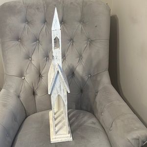 Wooden church Christmas card holder